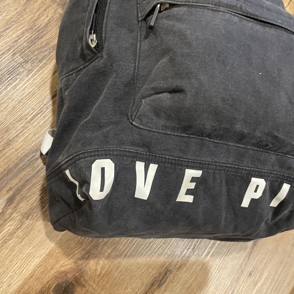 VICTORIA'S SECRET LOVE PINK Black BACKPACK CANVAS 12"W x 17"H x 7"D